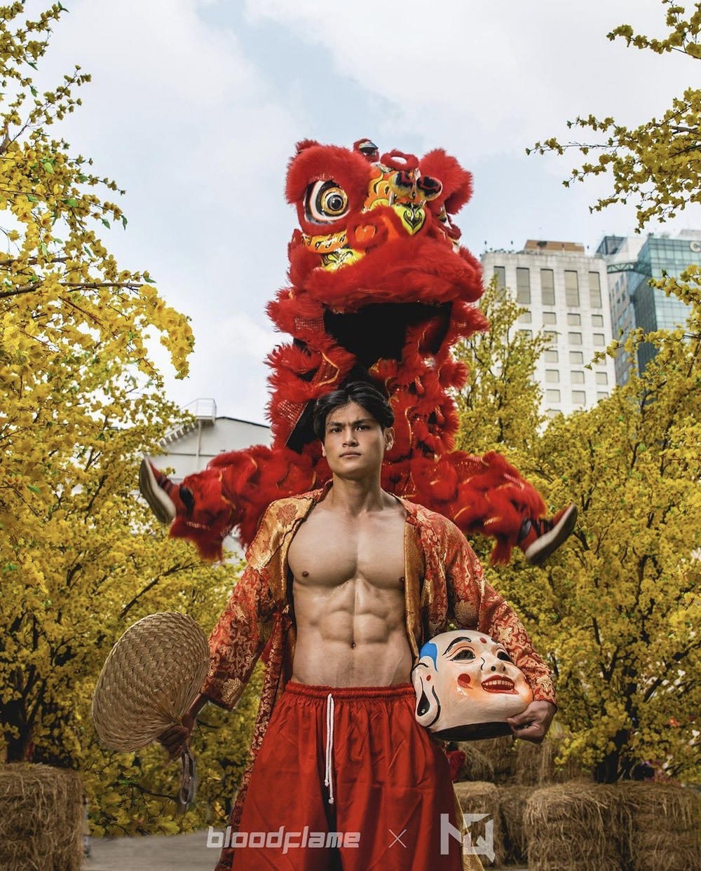 越南健身肌肉帅哥肌肉男模春节写真
