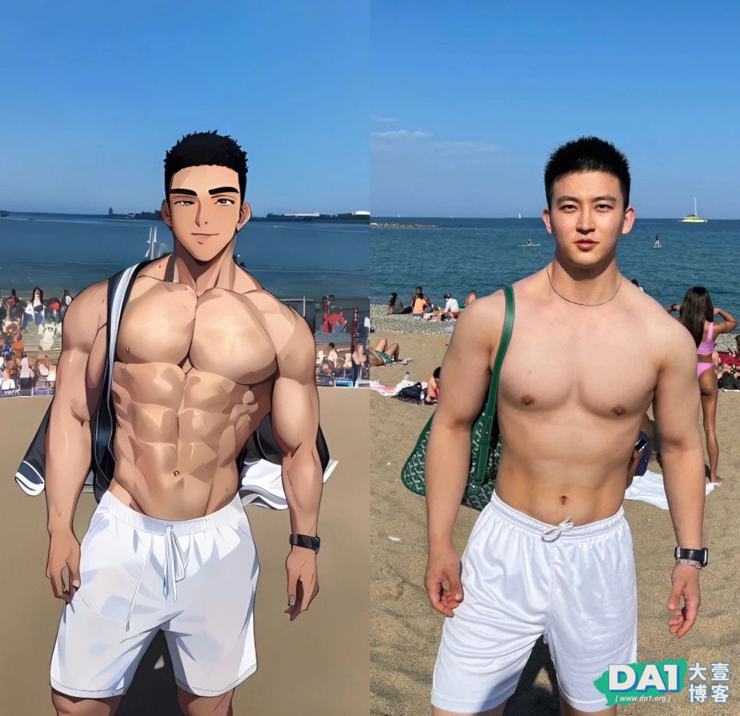 现实vs二次元，现实帅哥和AI生成漫画你更喜欢哪个？全是肌肉大帅哥