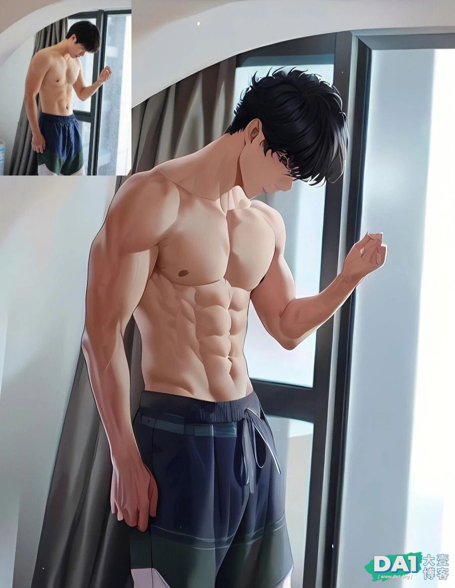 现实vs二次元，现实帅哥和AI生成漫画你更喜欢哪个？全是肌肉大帅哥